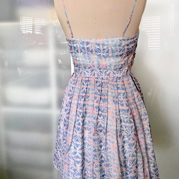 Sine Anthropologie 100% silk blue and pink dress size 6 | actual size 2/… - Picture 7 of 9